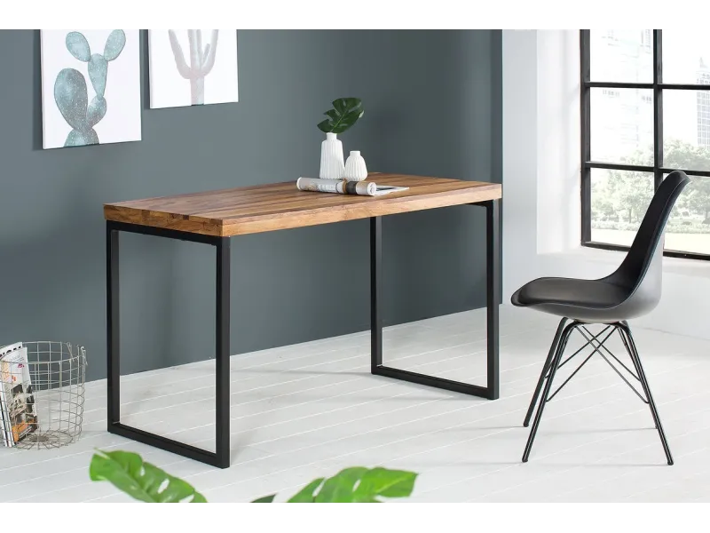 Bureau 120 cm design naturel avec pieds en métal chromé Secrétaire ...