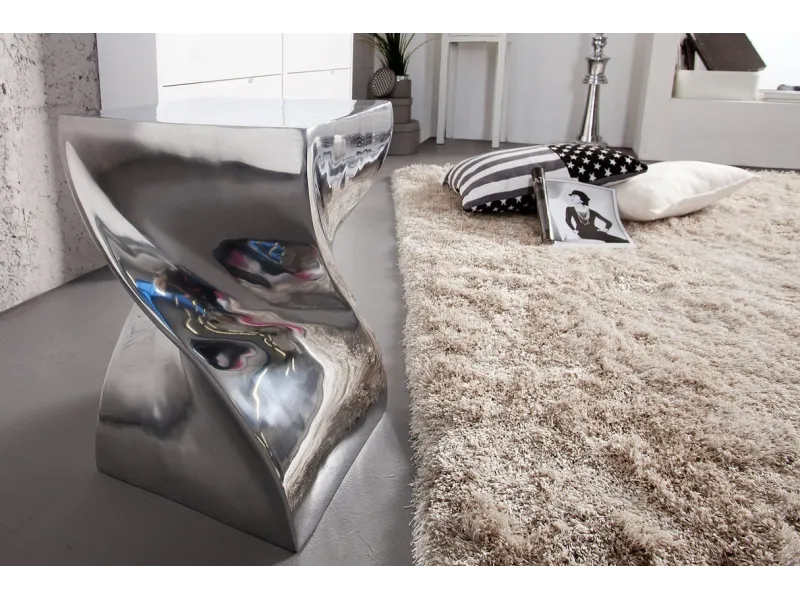 Tabouret design en aluminium argenté 45cm Tabourets bas |bellozia.com