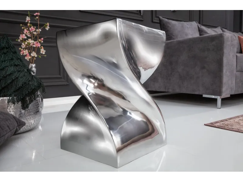 Tabouret design en aluminium argenté 45cm Tabourets bas |bellozia.com