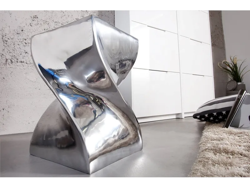 Tabouret design en aluminium argenté 45cm Tabourets bas |bellozia.com