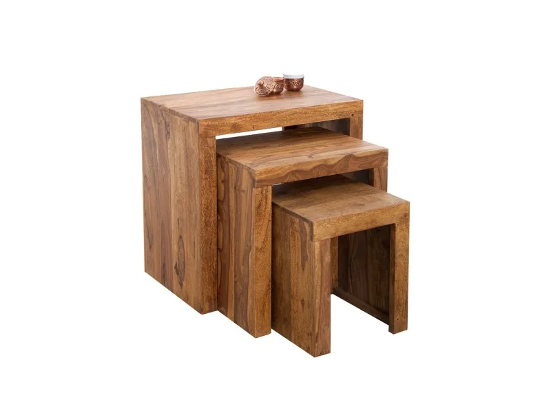 Table d'appoint gigogne en bois massif Table d'appoint  |bellozia.com