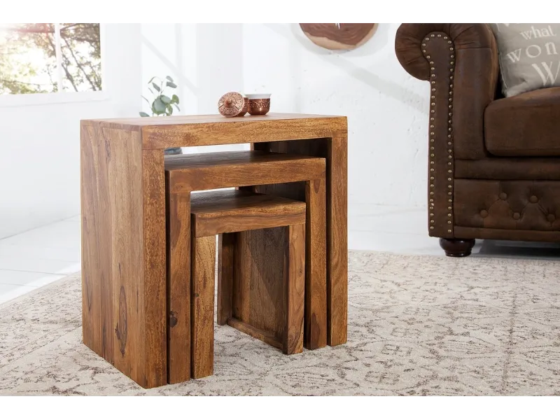 Table d'appoint gigogne en bois massif Table d'appoint  |bellozia.com