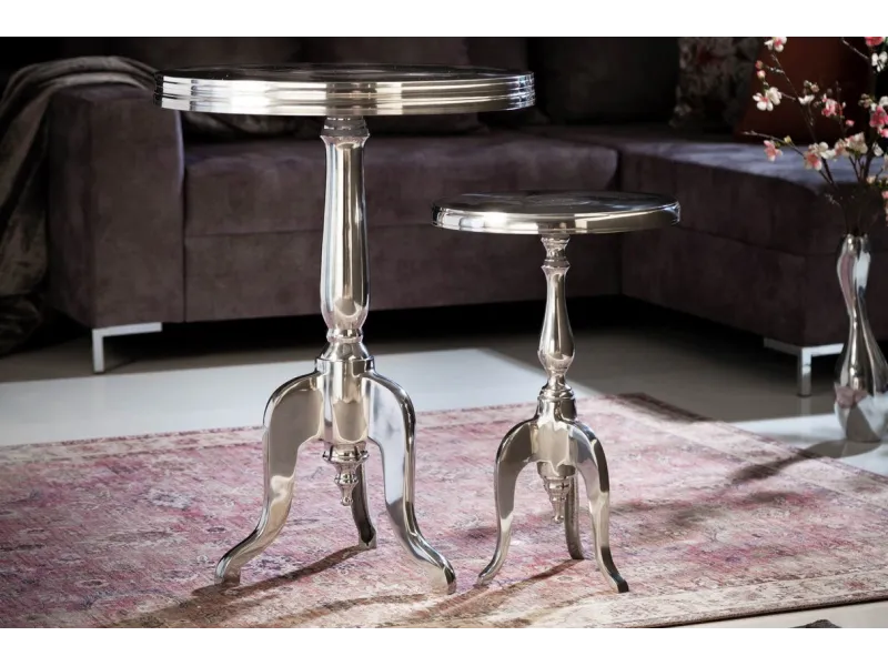 Table d'appoint ronde 55cm en aluminium argenté Table d'appoint  |l...