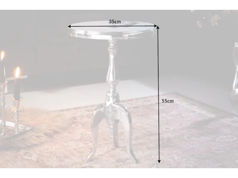 Table d'appoint ronde 55cm en aluminium argenté Table d'appoint  |l...