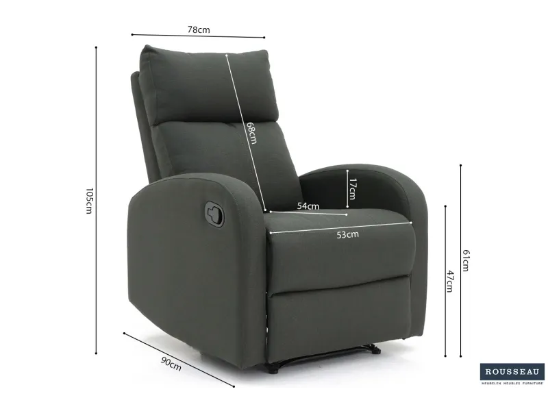 Fauteuil relax moderne coloris gris en simili cuir Fauteuil relax e...