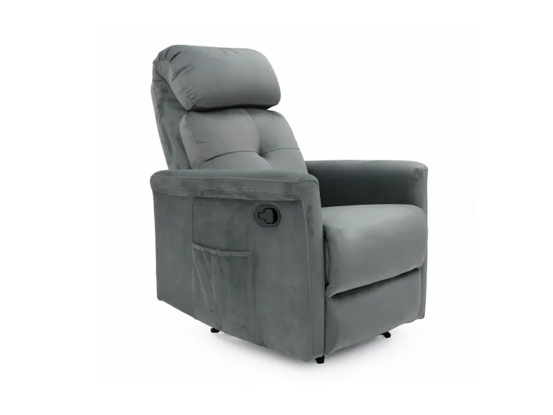 Fauteuil relax moderne revêtu en simili cuir coloris gris Fauteuil ...