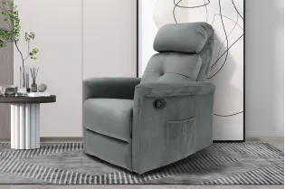 Fauteuil relax moderne revêtu en simili cuir coloris gris Fauteuil ...