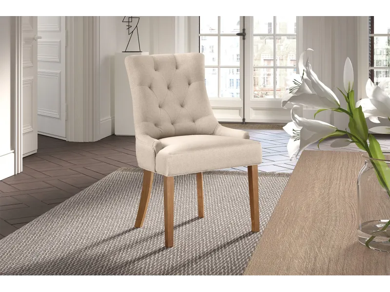 Chaise capitonnée, revêtement en tissus. Coloris sable Chaises de s...