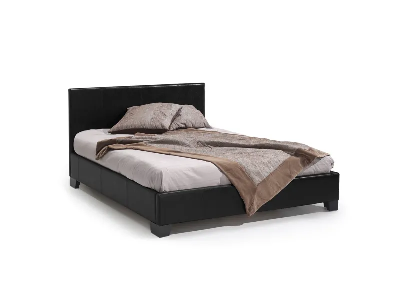 lit rembourré |Lit adulte simili cuir 140x200 cm coloris noir |adenia...