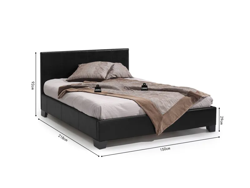 lit rembourré |Lit adulte simili cuir 140x200 cm coloris noir |adenia...