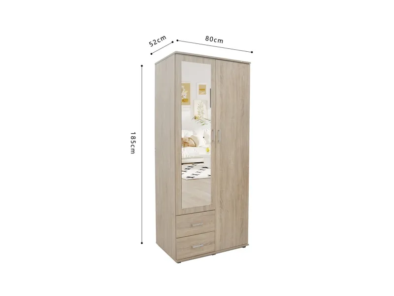 Armoire moderne 1 porte 200x50 cm teinté sonoma Meubles haut |bellozia...