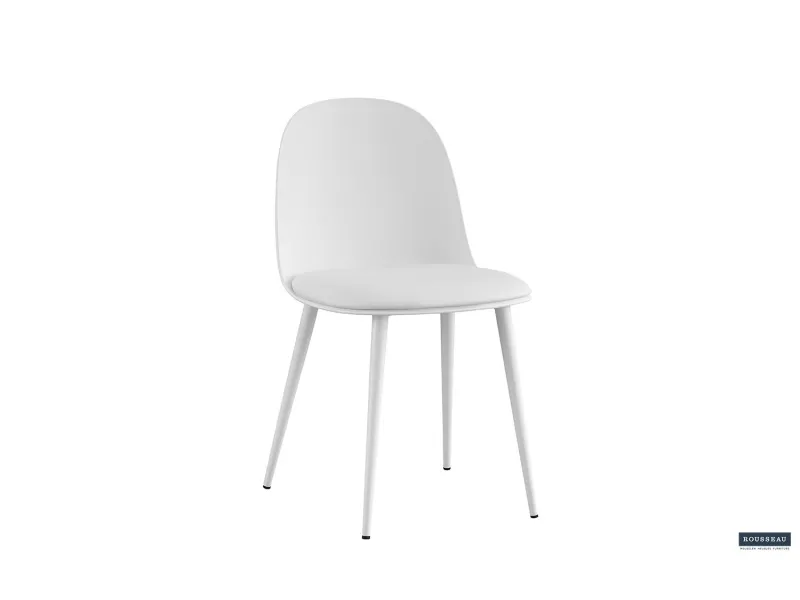 Chaise design en simili cuir blanc Chaises de salle à manger |bellozia...