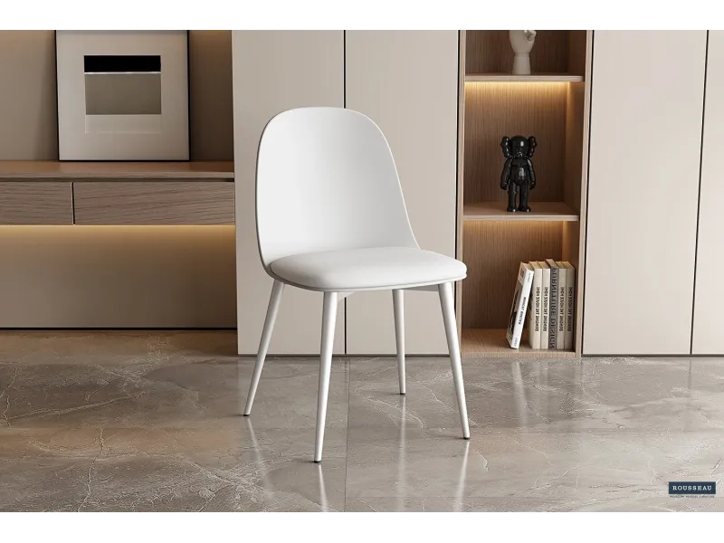 Chaise design en simili cuir blanc Chaises de salle à manger |bellozia...