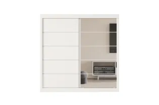 Armoire 'Mike' à 2 portes coulissantes avec 1 porte miroir – Blanc 2