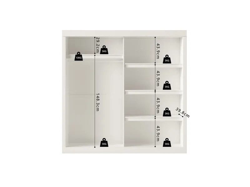 Armoire 'Mike' à 2 portes coulissantes avec 1 porte miroir – Blanc