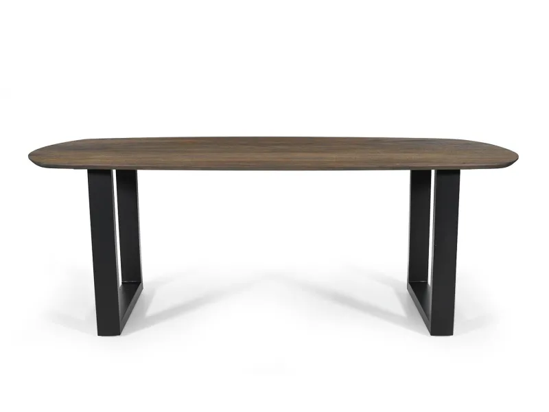 Table à Manger Danoise Ovale 'Tommy' 220x100 cm en Bois de Manguier Tabaco avec Pieds en U