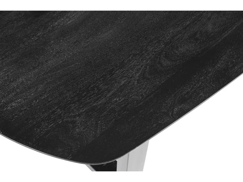 Table à Manger Danoise Ovale 'Tommy' 220x100 cm en Bois de Manguier Noir avec Pieds en U