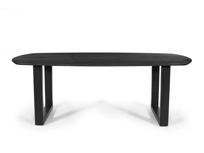 Table à Manger Danoise Ovale 'Tommy' 220x100 cm en Bois de Manguier Noir avec Pieds en U