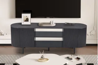 Meuble TV design |Meuble TV/HIFI blanc laqué, 2 tiroirs |bellozia.com 2