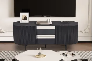 Meuble TV design |Meuble TV/HIFI blanc laqué, 2 tiroirs |bellozia.com 2
