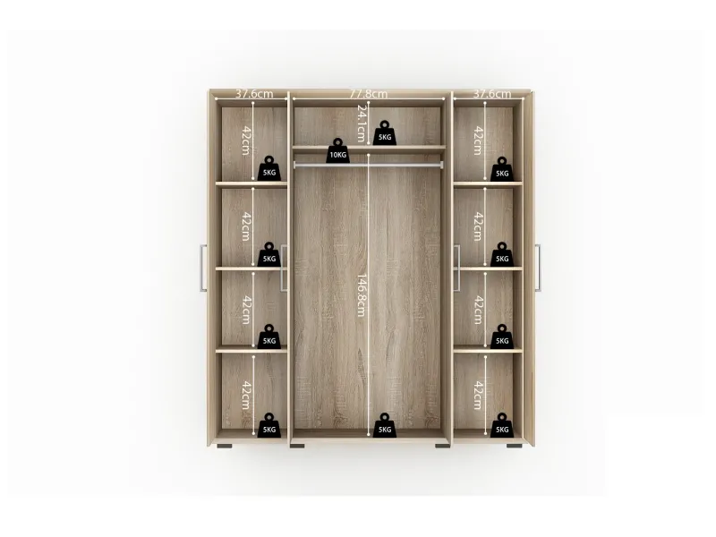 Armoire 'Mike' à 4 portes – Finition Sonoma