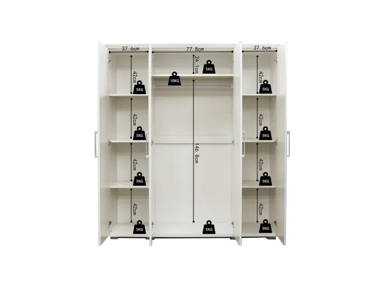 Armoire 'Mike' à 4 portes – Finition blanche