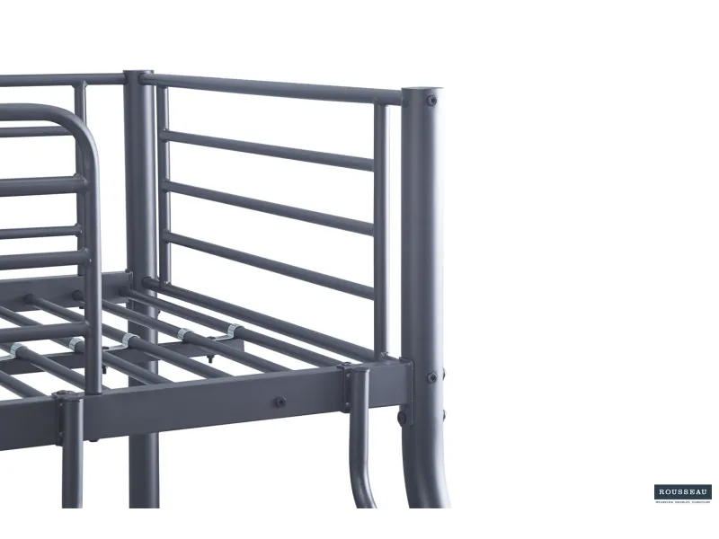 Lit Superposé en Métal Coloris Gris 140/90x200 cm