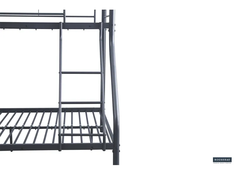 Lit Superposé en Métal Coloris Gris 140/90x200 cm