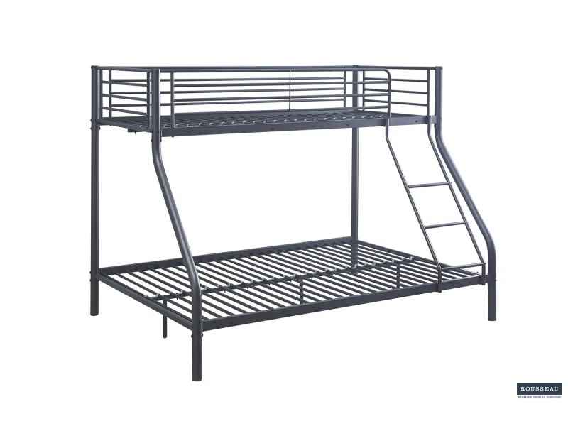 Lit Superposé en Métal Coloris Gris 140/90x200 cm