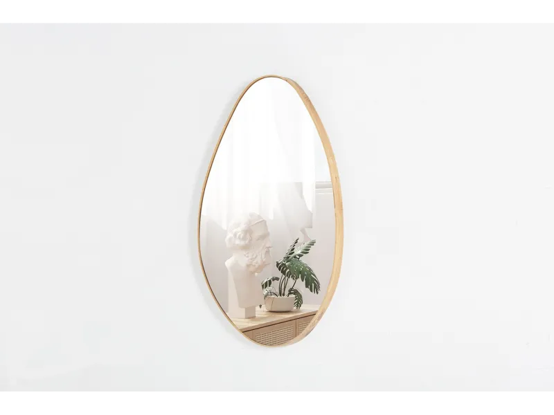 Miroir mural ‘Rana’ 80 x 50 cm en chêne vieilli – Élégance compacte et naturelle