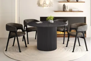 Table de Salle à Manger Ronde - 120 cm - Décor Brun Foncé 2