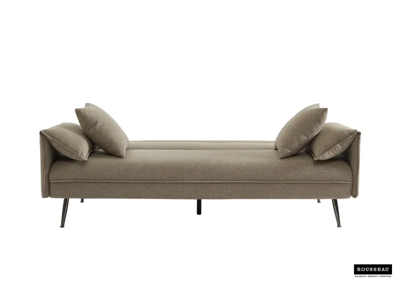 Canapé-Lit Style Scandinave avec Accoudoirs Fins - Élégance et Confort en Tissu Beige