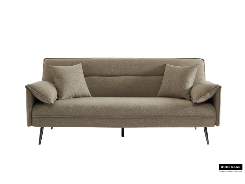 Canapé-Lit Style Scandinave avec Accoudoirs Fins - Élégance et Confort en Tissu Beige