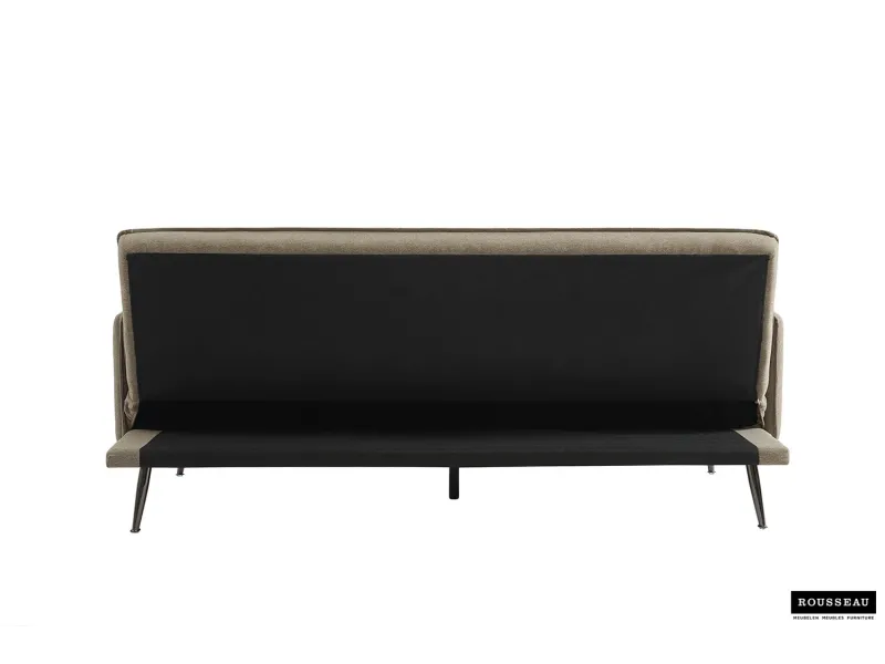 Canapé-Lit Style Scandinave avec Accoudoirs Fins - Élégance et Confort en Tissu Beige