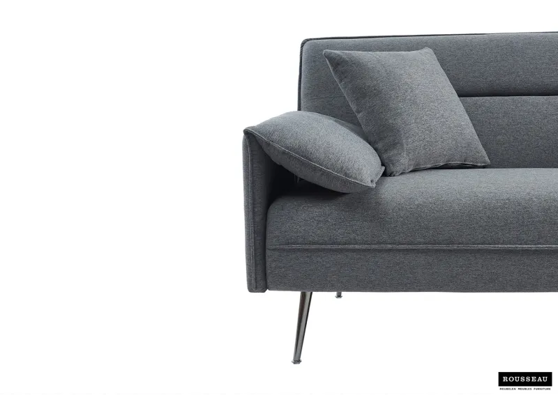 Canapé convertible coloris gris Style Scandinave avec Accoudoirs Fins - Élégance et Confort