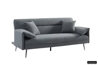 Canapé convertible coloris gris Style Scandinave avec Accoudoirs Fins - Élégance et Confort 2