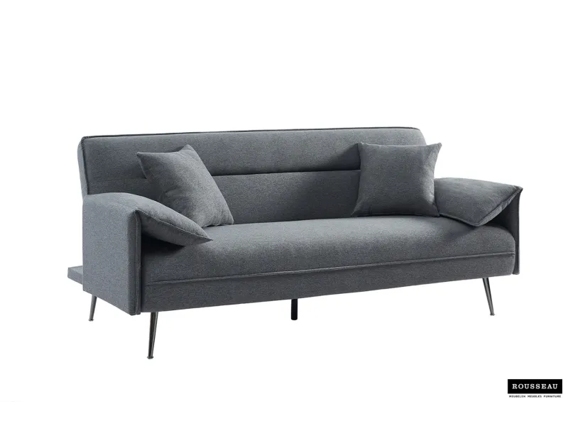 Canapé convertible coloris gris Style Scandinave avec Accoudoirs Fins - Élégance et Confort