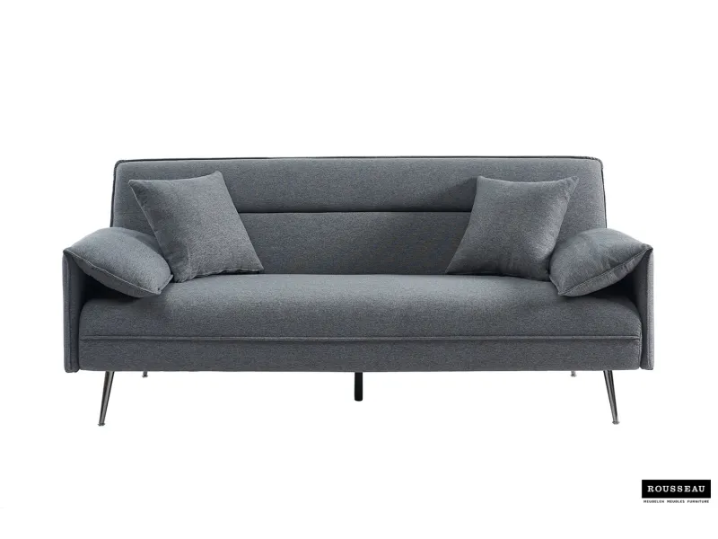 Canapé convertible coloris gris Style Scandinave avec Accoudoirs Fins - Élégance et Confort