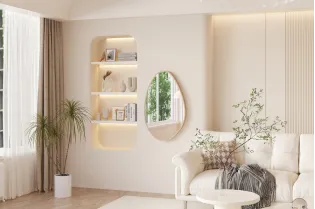 Miroir mural ‘Romi’ 80 x 50 cm en chêne vieilli – Élégance naturelle et polyvalence 2