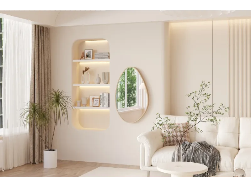 Miroir mural ‘Romi’ 80 x 50 cm en chêne vieilli – Élégance naturelle et polyvalence