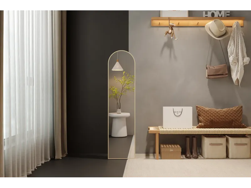 Miroir sur pied ‘Rosalie’ 160 x 40 cm en chêne vieilli – Élégance sobre et naturel