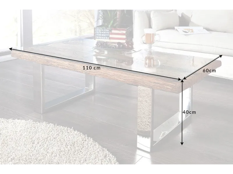 Table Basse en Bois Massif Recyclé  au Style Rustique avec plateau en verre