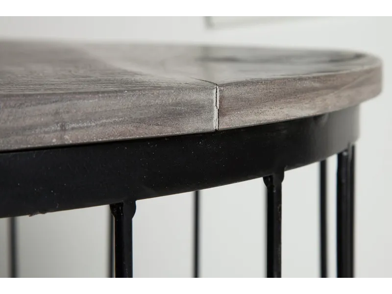 Table Basse ronde en Bois Massif de Manguier au Style Industriel