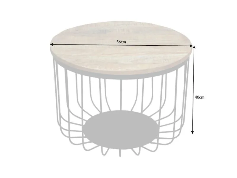 Table Basse ronde en Bois Massif de Manguier au Style Industriel