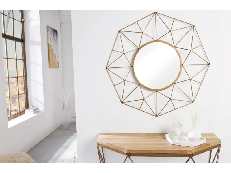 Miroir rond doré moderne 80 cm – miroir design contemporain chic - Bellozia