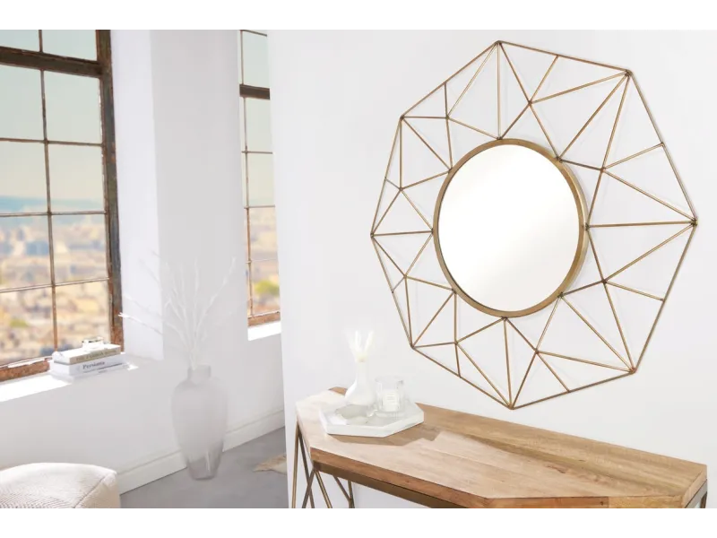 Miroir rond doré moderne 80 cm – miroir design contemporain chic - Bellozia