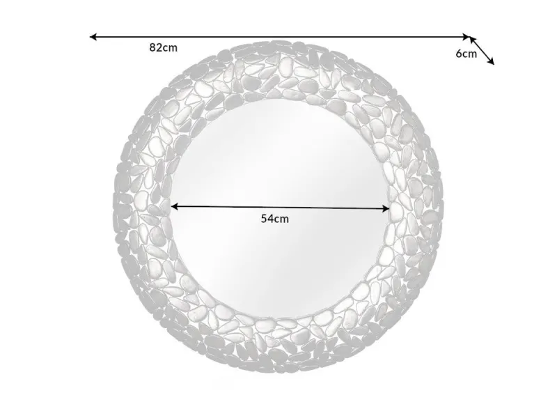 Miroir Rond avec Cadre Mosaïque de Pierre coloris argent - Fait Main