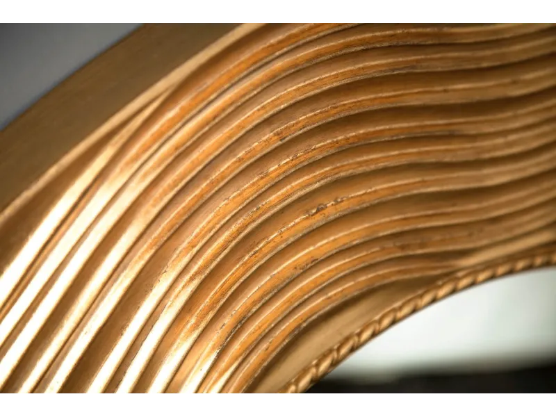 Miroir rond doré 100 cm – miroir design contemporain ondulé chic - Bellozia