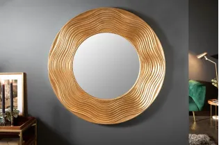 Miroir rond doré 100 cm – miroir design contemporain ondulé chic - Bellozia 2