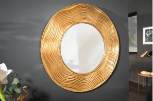 Miroir rond doré 100 cm – miroir design contemporain ondulé chic - Bellozia